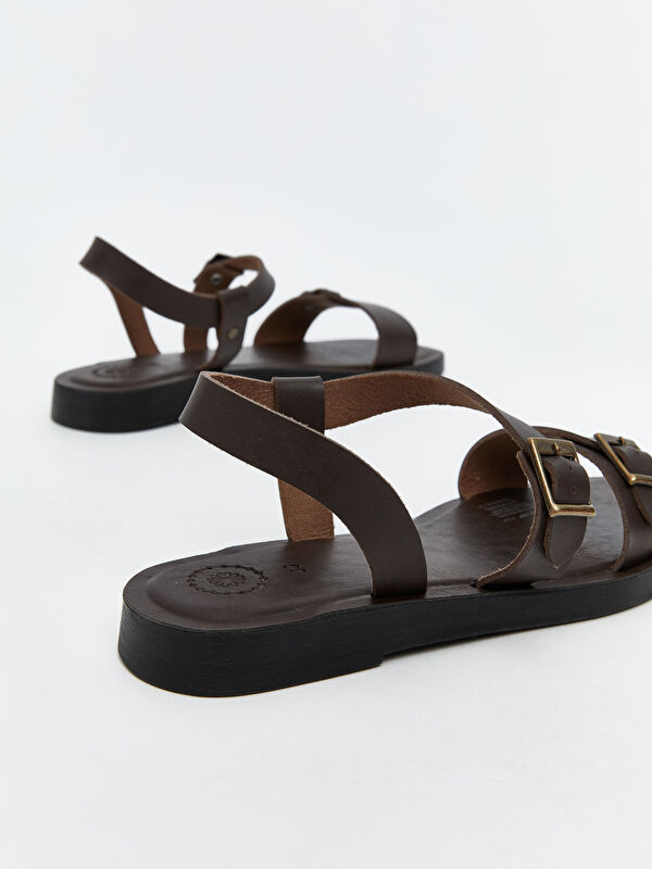 Lcw Steps Kahverengi Lcw Steps Deri Görünümlü Kadın Sandalet