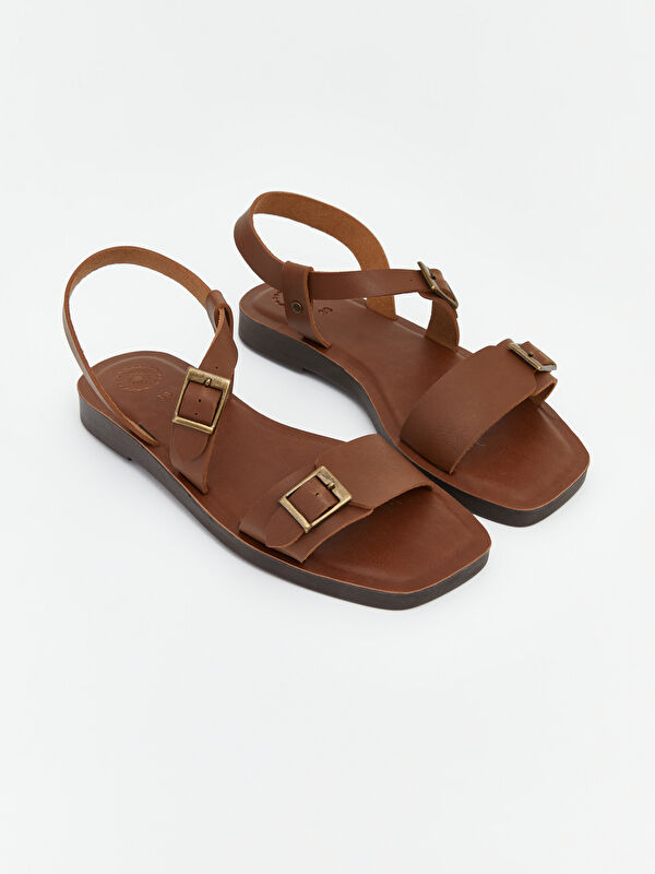 Lcw Steps Kahverengi Lcw Steps Deri Görünümlü Kadın Sandalet