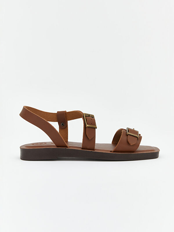 Lcw Steps Kahverengi Lcw Steps Deri Görünümlü Kadın Sandalet