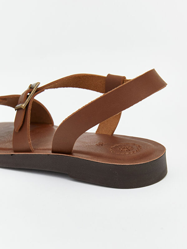 Lcw Steps Kahverengi Lcw Steps Deri Görünümlü Kadın Sandalet