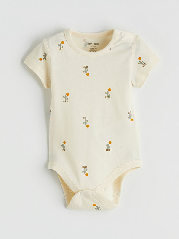 LCW baby Bisiklet Yaka Desenli Erkek Bebek Çıtçıtlı Body