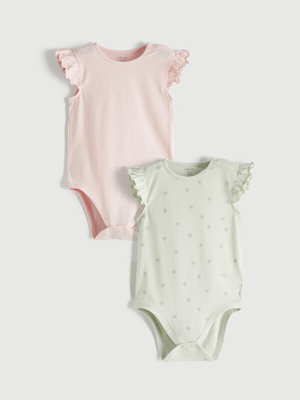 LCW baby Kız Bebek Fırfırlı Çıtçıtlı Body 2'li