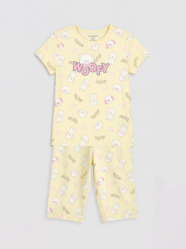 LCW Kids Bisiklet Yaka Kız Çocuk Kaprili Pijama Takımı