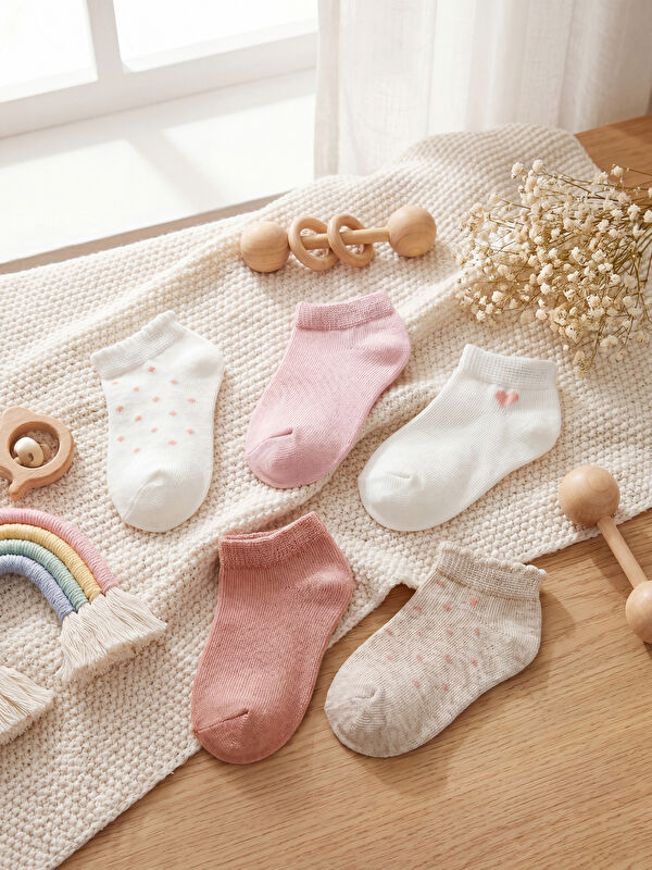 LCW baby Kız Bebek Patik Çorap 5'li