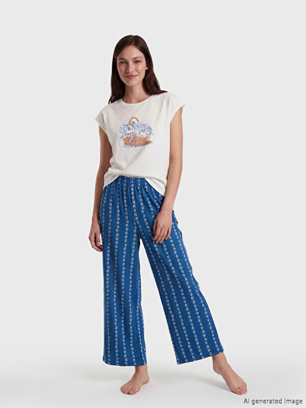 LCW DREAM Bedrucktes Damen-Capri-Pyjama-Set