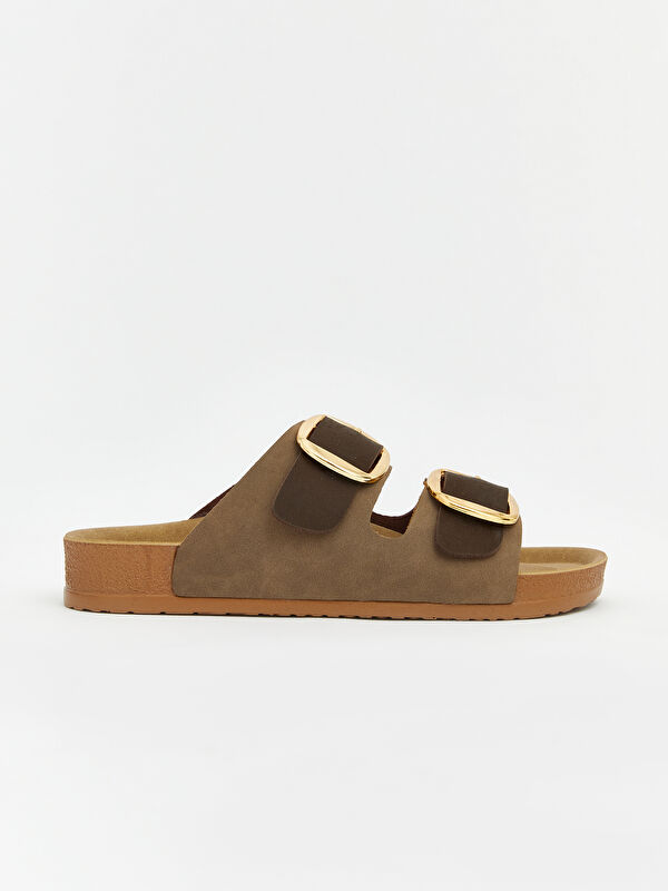 Lcw Steps Kahverengi Lcw Steps Deri Görünümlü Kadın Terlik