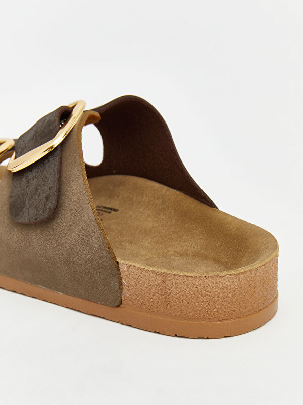 Lcw Steps Kahverengi Lcw Steps Deri Görünümlü Kadın Terlik