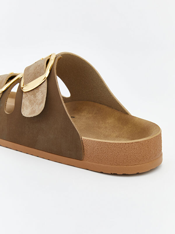 Lcw Steps Kahverengi Lcw Steps Deri Görünümlü Kadın Terlik