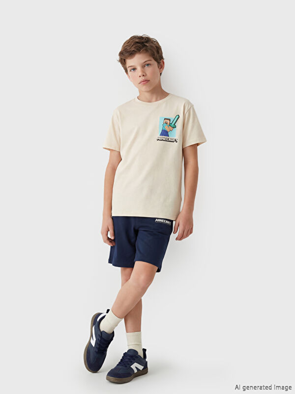 LCW Kids Minecraft Baskılı Erkek Çocuk Tişört ve Şort