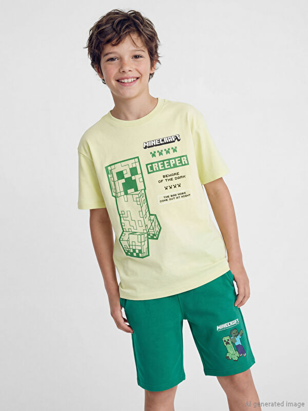 LCW Kids Minecraft Baskılı Erkek Çocuk Tişört