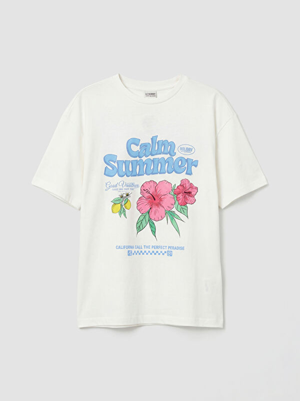 LCW Kids Crew Neck Girls' Printed T-Shirt