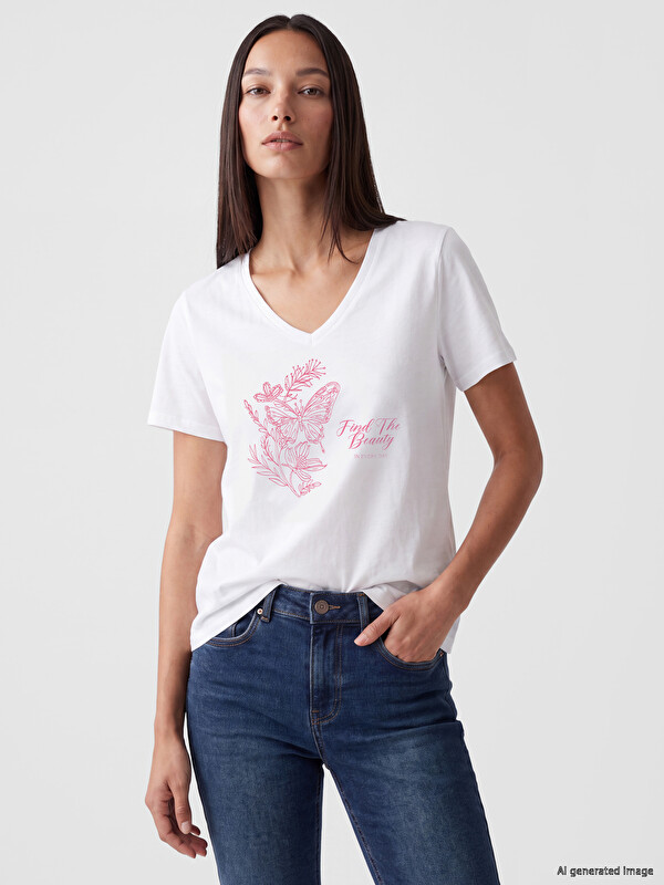 LC WAIKIKI تیشێرت سپی ژن