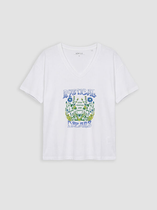 LC WAIKIKI V Neck Printed Women's T-Shirt