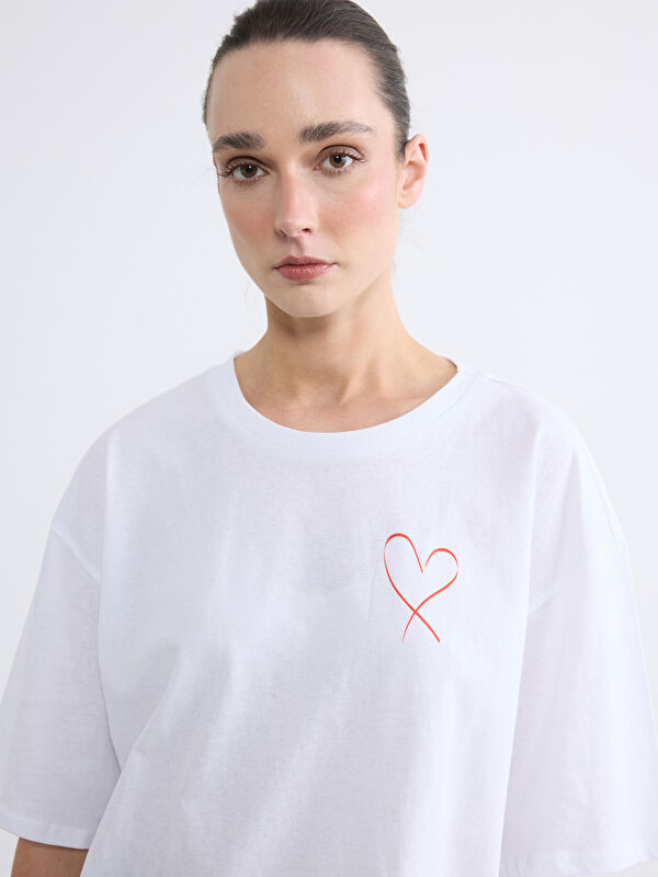 LC WAIKIKI Rundhalsausschnitt Bedrucktes Oversize Damen T-Shirt