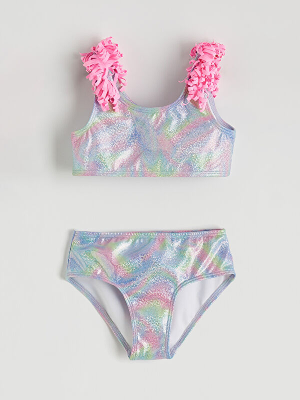 LCW Kids Patterned Ruffle Detail Girls' Bikini