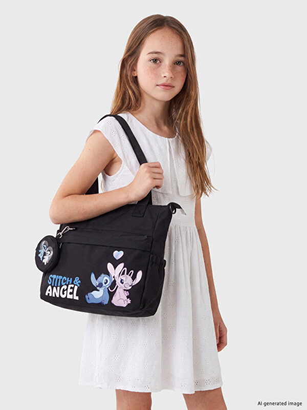 LCW ACCESSORIES Stitch Ve Angel Baskılı Kız Çocuk Omuz Çantası
