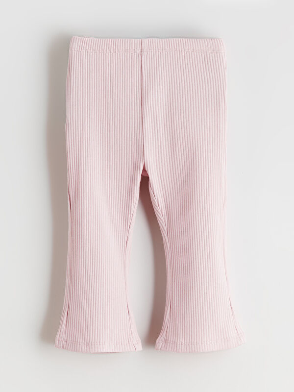 LCW baby Ribbed baby girl leggings with elastic waistband.