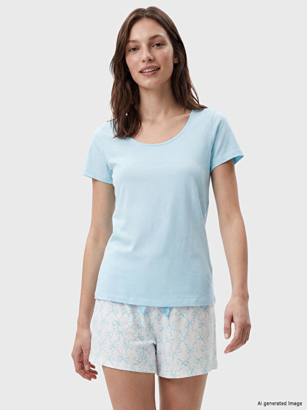 LCW DREAM Kurzpyjama-Set mit Rundhalsausschnitt für Damen