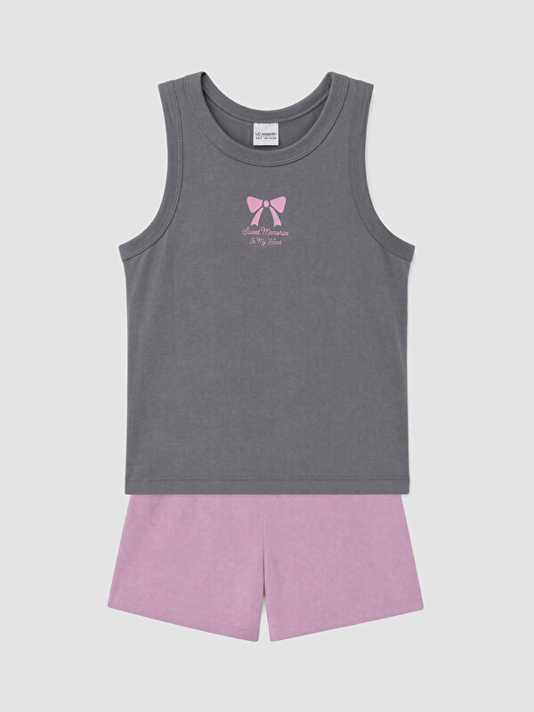 LCW Kids Girl Grey Shortie Pyjama Set