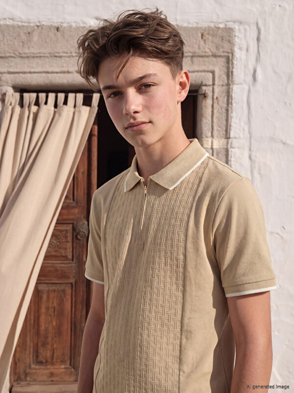 LCW Kids Polo Yaka Dokulu Erkek Çocuk Tişört