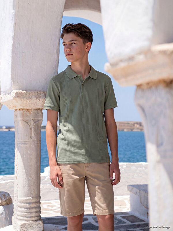 LCW Kids Polo Yaka Armürlü Kısa Kollu Erkek Çocuk Tişört