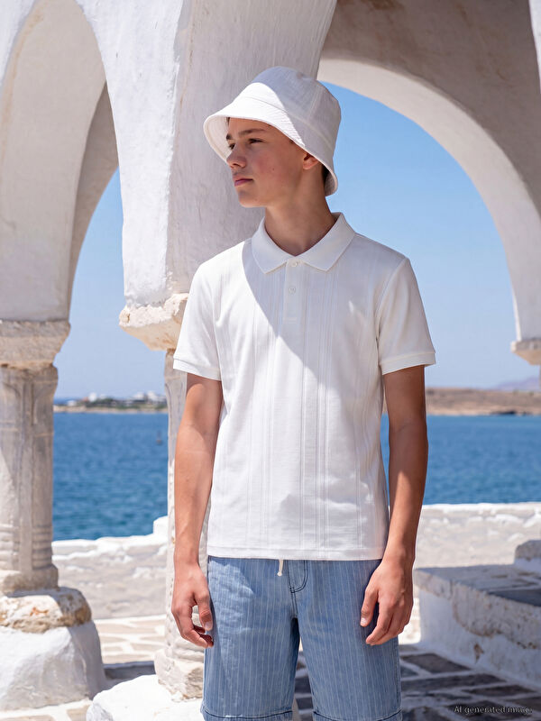 LCW Kids Polo Yaka Dokulu Erkek Çocuk Tişört