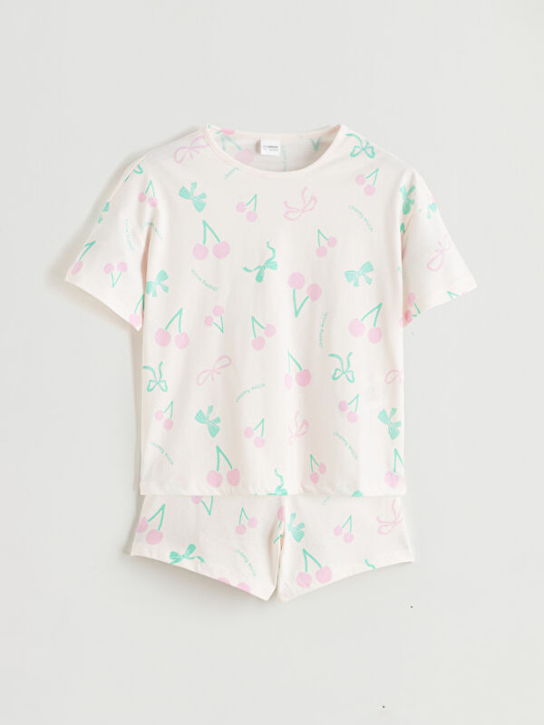 LC WAIKIKI Desenli Kız Çocuk Şortlu Pijama Takımı