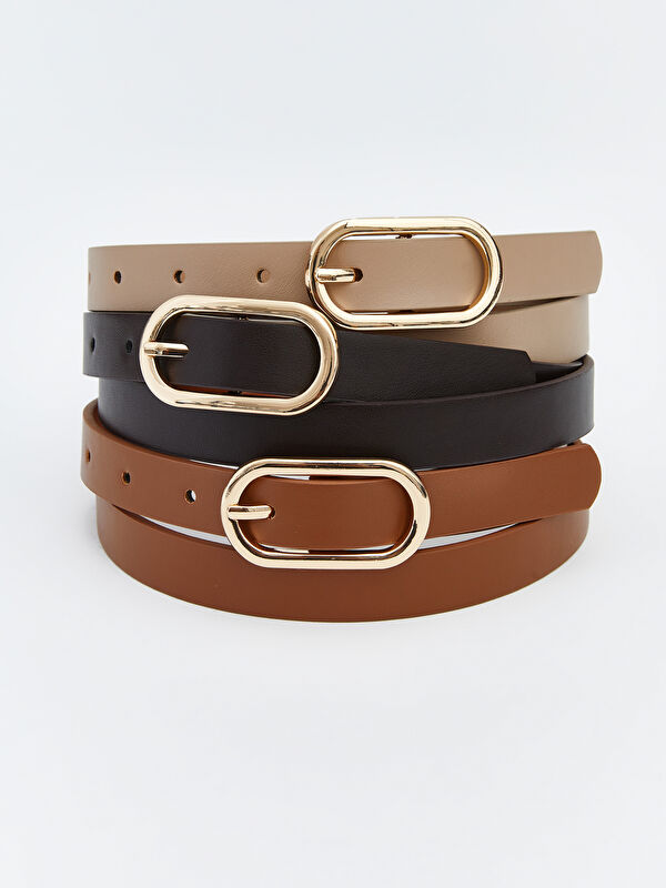 LCW ACCESSORIES Women's Faux Leather Belt Set of 3