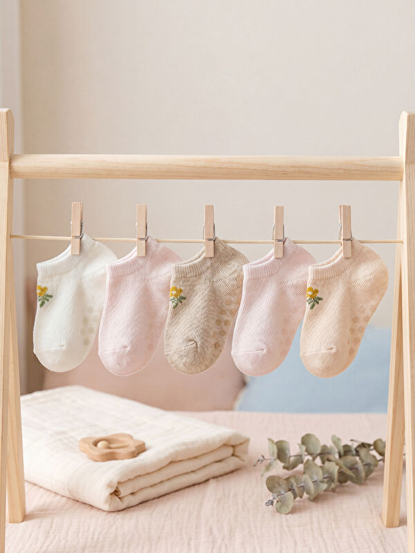 LCW baby Kız Bebek Patik Çorap 5'li