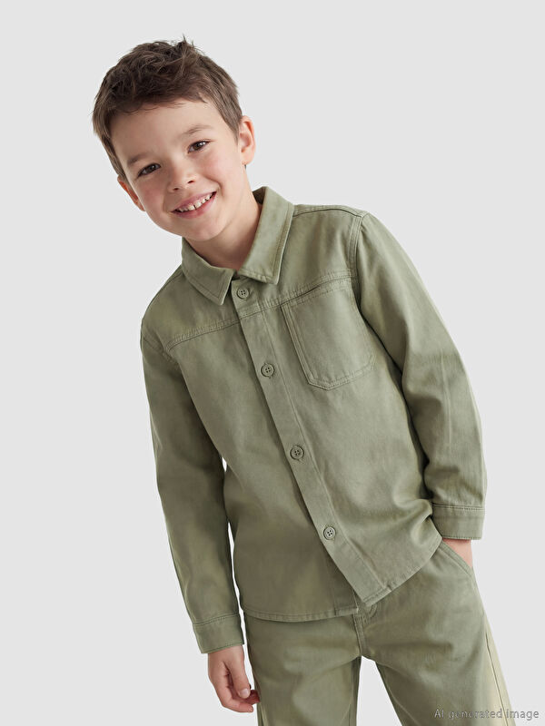 LCW Kids Uzun Kollu Erkek Çocuk Gabardin Gömlek