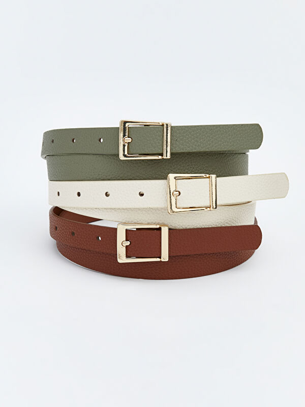 LCW ACCESSORIES Women's Faux Leather Belt Set of 3