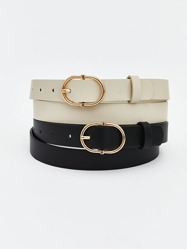 LCW ACCESSORIES Women's Faux Leather Belt Set of Two