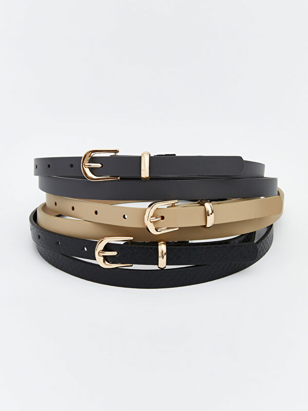 LCW ACCESSORIES Women's Faux Leather Belt Set of 3