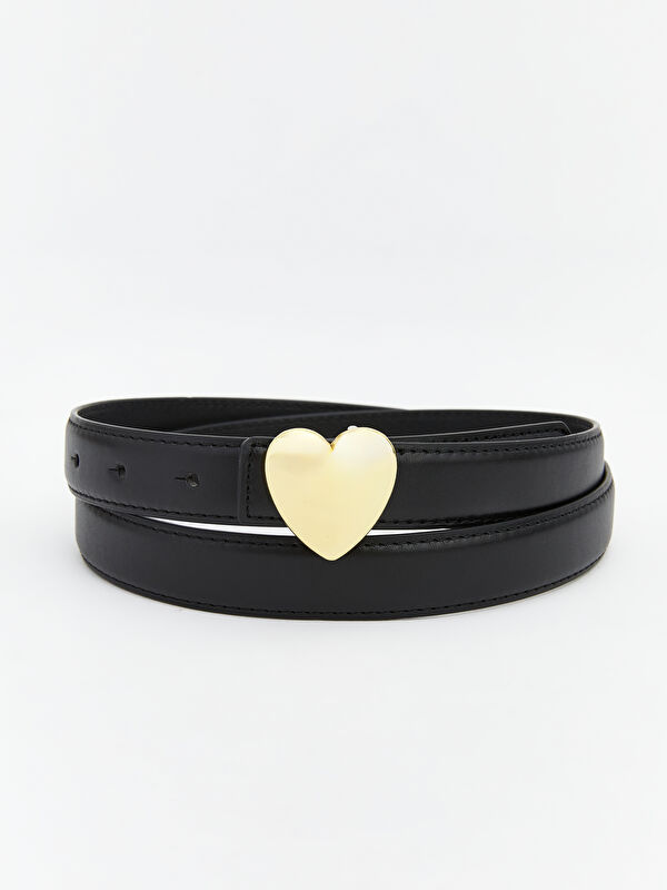LCW ACCESSORIES Faux Leather Belt with Heart Detail