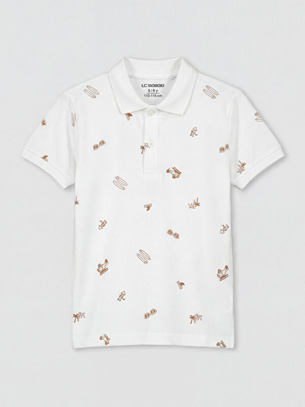 LCW Kids Polo Collar Printed Boys' T-Shirt