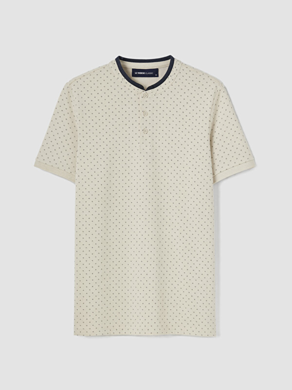 LCWAIKIKI Classic Tricou Pique Bărbați Imprimat Guler bandă