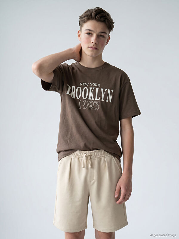 LCW Kids Standart Fit New York Baskılı Erkek Çocuk Tişört