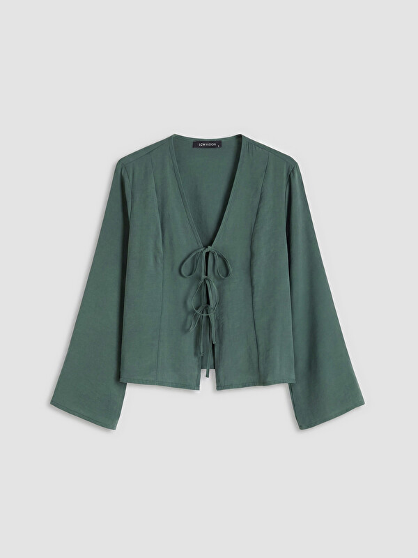 LCW Vision V Neck Tie-detail Modal Blend Blouse