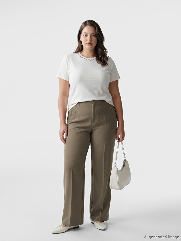 LCW Vision High Waisted Slim Fit Women's Trousers