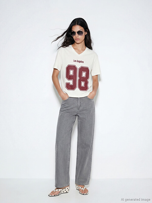 XSIDE Pantalon Jean Femme à Jambe Large