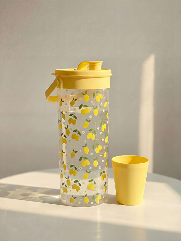 LCW HOME Lemon Print Pitcher and Glass Set of 4