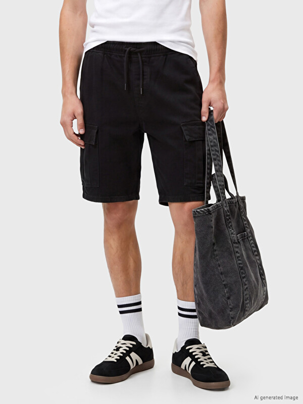 LCW Jeans Man Black Denim Shorts