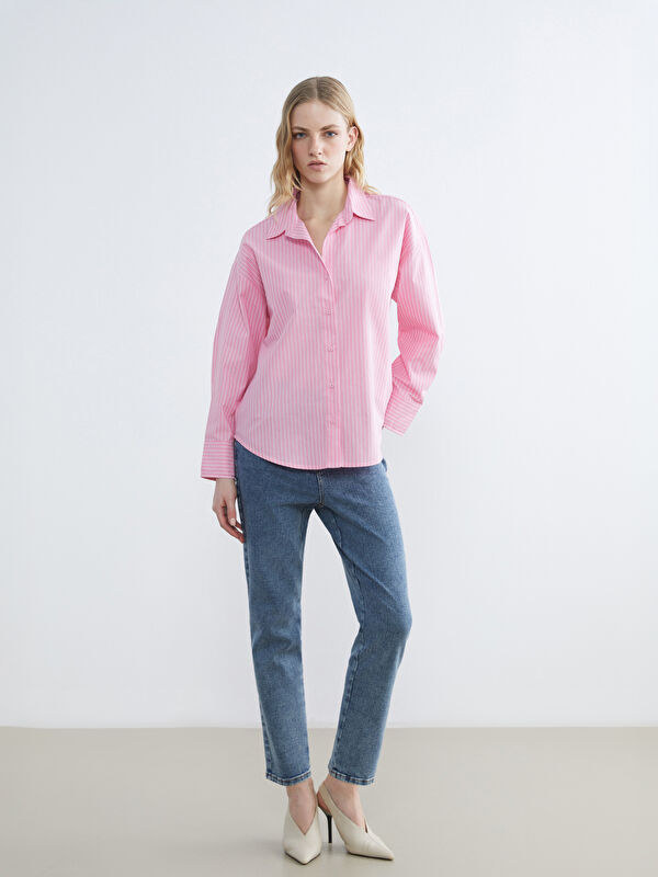 LCWAIKIKI Classic Beli Lastikli Slim Mom Kadın Jean Pantolon