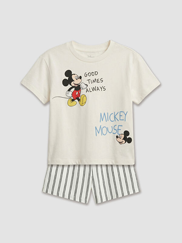 LCW baby Mickey Mouse Printed Baby Boys' T-Shirt and Shorts