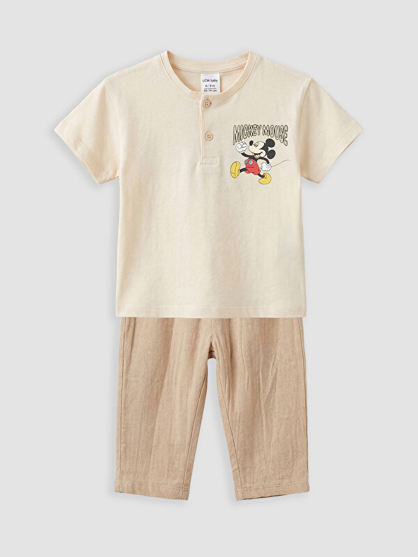 LCW baby Mickey Mouse Baskılı Erkek Bebek Tişört ve Pantolon