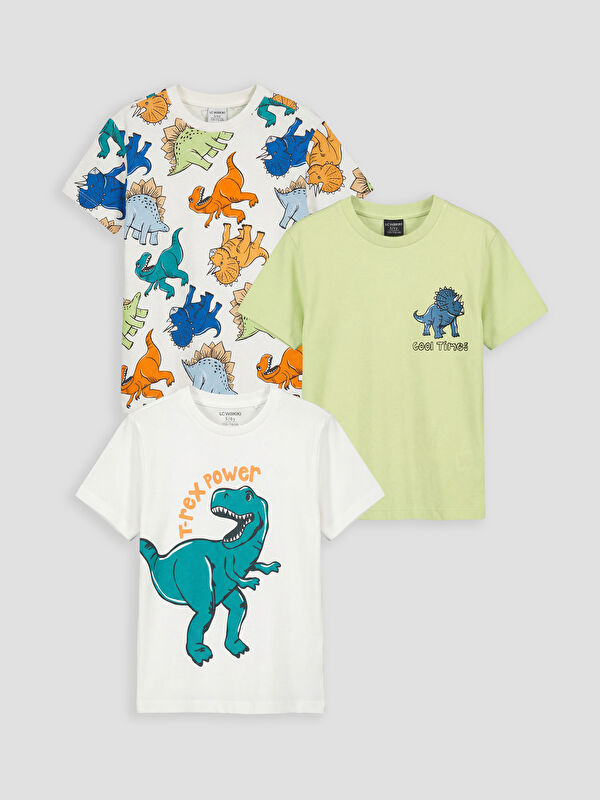 LCW Kids Dinosaur Print Boys' T-Shirt 3-Pack