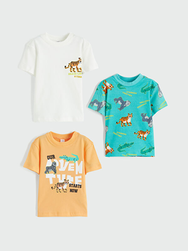 LCW Kids Crew Neck Printed Boys' T-Shirt 3-Pack