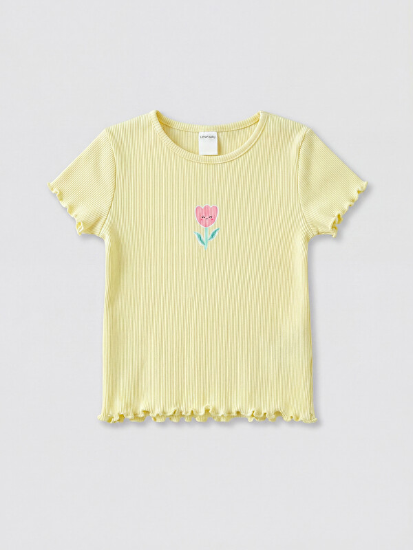 LCW baby Kız Bebek Fırfırlı Tişört
