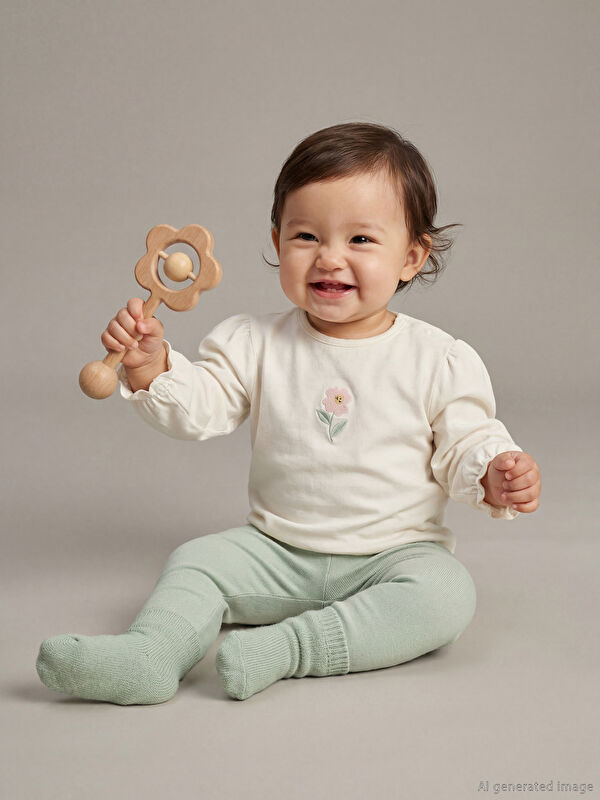 LCW baby Çiçek Baskılı Kız Bebek Bluz ve Tayt