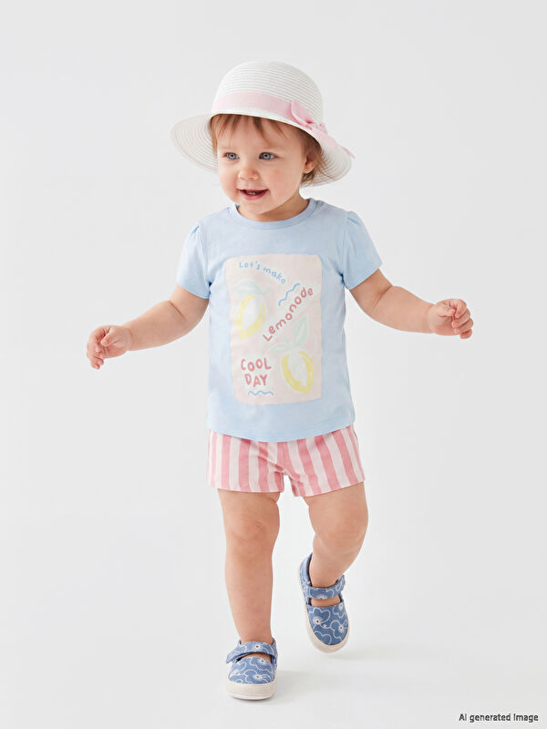 LCW baby Baskılı Kız Bebek Şortlu Takım
